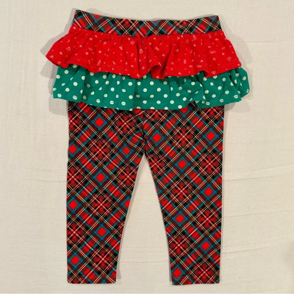 New Matilda Jane Skirted Leggings Girls 12-18M Run Run Rudolph Ruffles Christmas